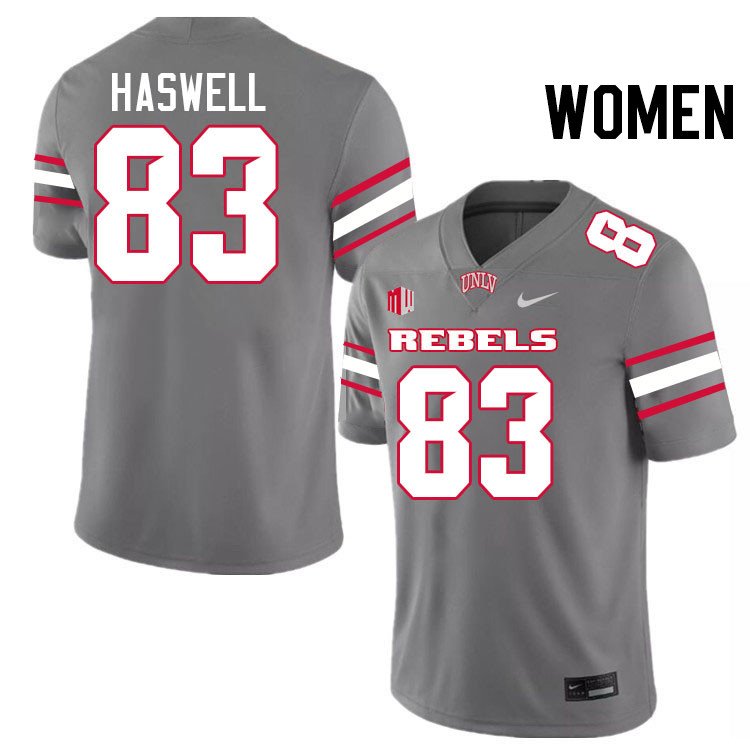 Women #83 Cooper Haswell UNLV Rebels College Football Jerseys Stitched-Grey